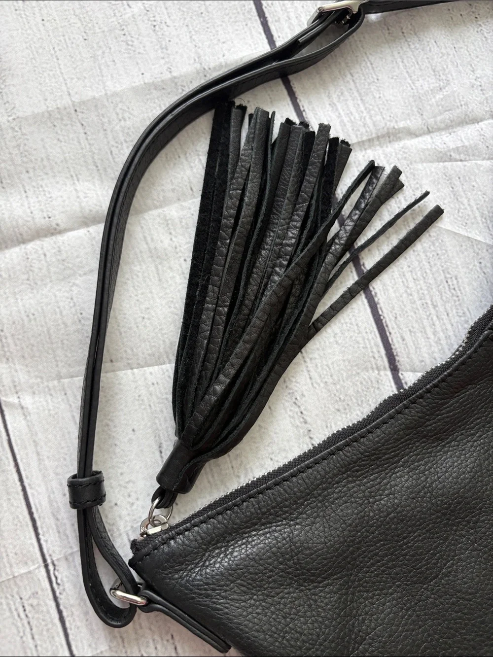 Margot Classic Black Leather Hobo Shoulder Bag